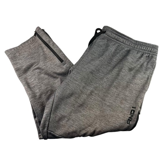 And1 Sweatpants Mens 3XL Gray Heather Drawstring Cargo Y2K‎ Basketball Ankle Zip - Picture 1 of 13